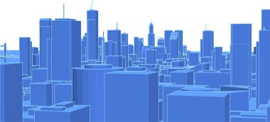 Bir şehrin vektör illüstrasyonu 