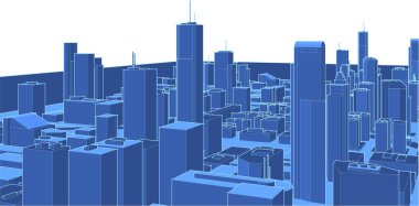 Bir şehrin vektör illüstrasyonu 
