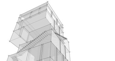 soyut mimari konsepti 3D görüntüleme