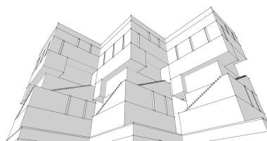 soyut mimari konsepti 3D görüntüleme