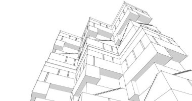 soyut mimari konsepti 3D görüntüleme