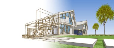 Kasaba mimari konsepti 3D görüntüleme