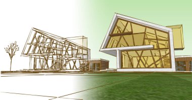 Kasaba mimari konsepti 3D görüntüleme