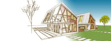 modern konut mimarisi 3D görüntüleme 