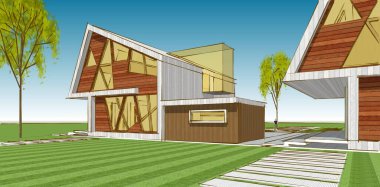 Kasaba mimari konsepti 3D görüntüleme