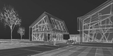 modern konut mimarisi 3D görüntüleme 