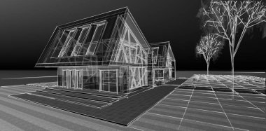 modern konut mimarisi 3D görüntüleme 