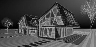 Kasaba mimari konsepti 3D görüntüleme