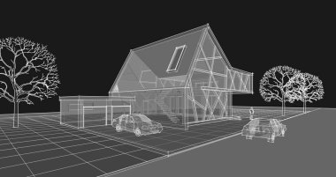 modern konut mimarisi 3D görüntüleme 