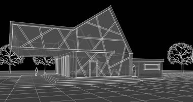 modern konut mimarisi 3D görüntüleme 