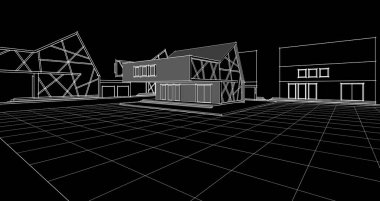 modern konut mimarisi 3D görüntüleme 