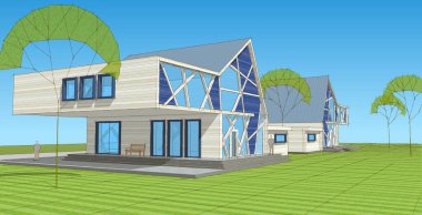 Kasaba mimari konsepti 3D görüntüleme