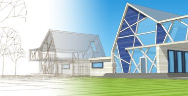 Kasaba mimari konsepti 3D görüntüleme