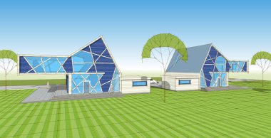 Kasaba mimari konsepti 3D görüntüleme