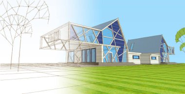 Kasaba mimari konsepti 3D görüntüleme