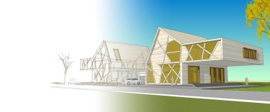 Kasaba mimari konsepti 3D görüntüleme