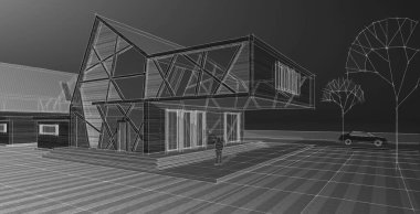 Kasaba mimari konsepti 3D görüntüleme