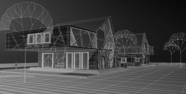 Kasaba mimari konsepti 3D görüntüleme