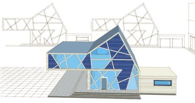 modern konut mimarisi 3D görüntüleme 