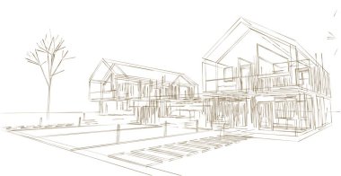 modern konut mimarisi 3D görüntüleme 