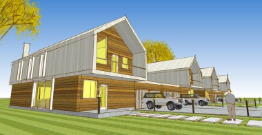 modern konut mimarisi 3D görüntüleme 