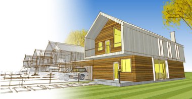 modern konut mimarisi 3D görüntüleme 