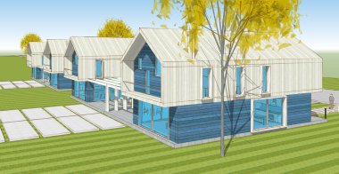 Kasaba mimari konsepti 3D görüntüleme