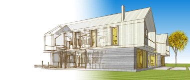 Kasaba mimari konsepti 3D görüntüleme