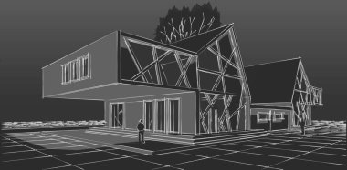 modern konut mimarisi 3D görüntüleme 