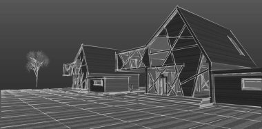 modern konut mimarisi 3D görüntüleme 