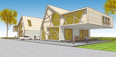 modern konut mimarisi 3D görüntüleme 