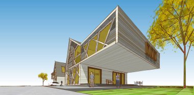 modern konut mimarisi 3D görüntüleme 