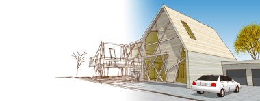 Kasaba mimari konsepti 3D görüntüleme