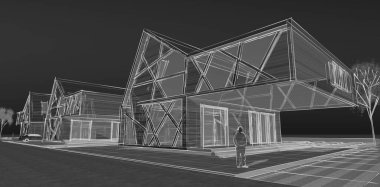 modern konut mimarisi 3D görüntüleme 