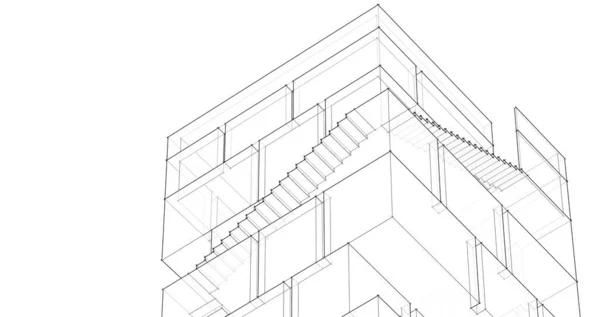 Abstrakcyjna Koncepcja Architektury Rendering — Zdjęcie stockowe