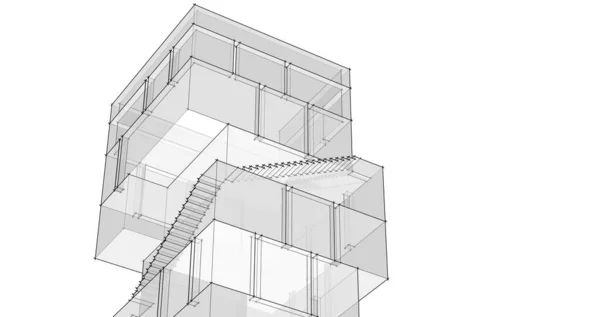 Abstrakcyjna Koncepcja Architektury Rendering — Zdjęcie stockowe