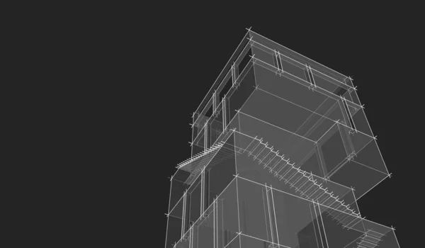 抽象的なアーキテクチャコンセプト3Dレンダリング — ストック写真