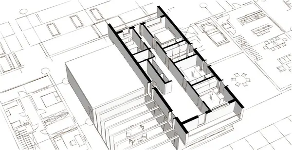 Haus Architektonische Projektskizze — Stockfoto