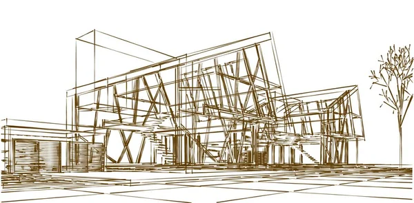 Архитектурная Концепция Таунхауса Рендеринг — стоковое фото