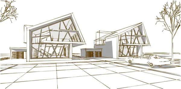 Stadthaus Architektonisches Konzept Rendering — Stockfoto