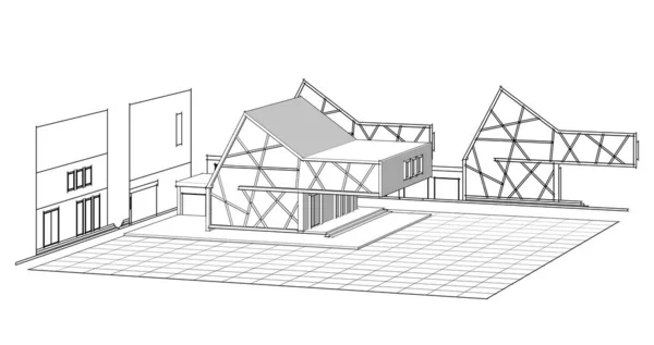 House Architectural Project Sketch — Stock Photo, Image