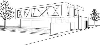 modern konut mimarisi 3D görüntüleme 