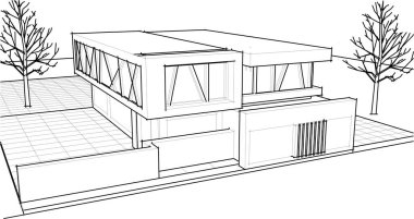 modern konut mimarisi 3D görüntüleme 