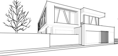 modern konut mimarisi 3D görüntüleme 