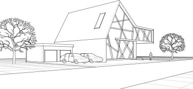 modern konut mimarisi 3D görüntüleme 