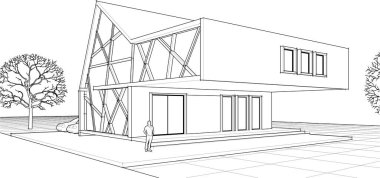 modern konut mimarisi 3D görüntüleme 