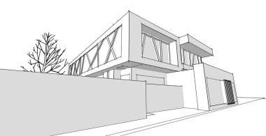 Kasaba mimari konsepti 3D görüntüleme