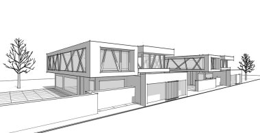 Kasaba mimari konsepti 3D görüntüleme