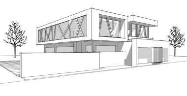 Kasaba mimari konsepti 3D görüntüleme