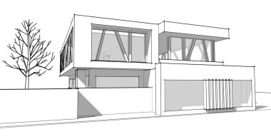 Kasaba mimari konsepti 3D görüntüleme